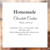 Homemade chocolade koekjes gemaakt met liefde voeg raamsticker (Vel 2)