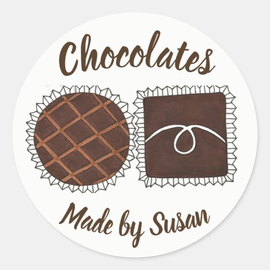 Homemade Chocolade Persoonlijk Chocolatier Bonbon Ronde Sticker (Voorkant)