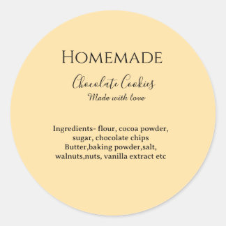 Homemade chocolate cookies made with love add text ronde sticker