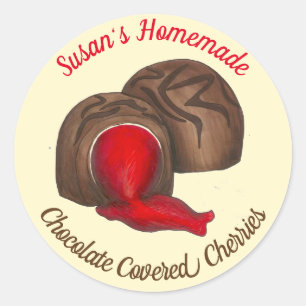 Homemade Chocolate Covered Cherry Cordials Snoep Ronde Sticker