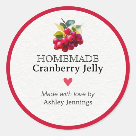 Homemade Cranberry Jelly Label Custom Sticker (Voorkant)