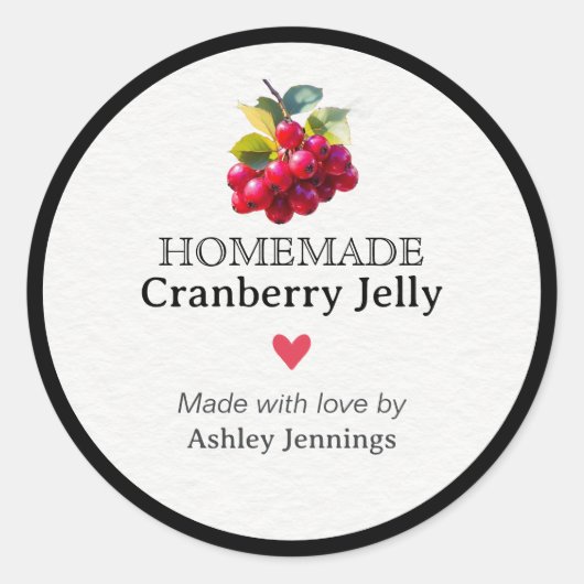 Homemade Cranberry Jelly Label Custom Sticker  (Devant)