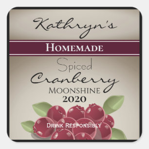 Homemade Cranberry Moonshine - Gepersonaliseerd Vierkante Sticker