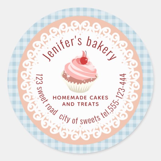 Homemade cupcakes en tappen met een gepoetseerd po ronde sticker (Voorkant)