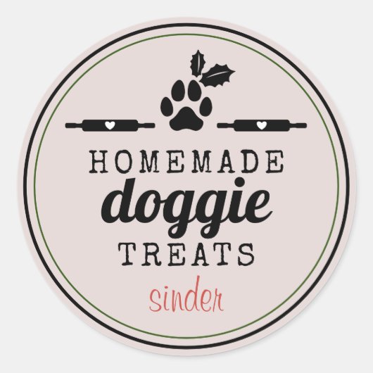 Homemade Doggie behandelt gepersonaliseerde feestd Ronde Sticker (Voorkant)