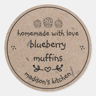 Homemade Faux Kraft Paper Cute Doodle Bked Goods Ronde Sticker