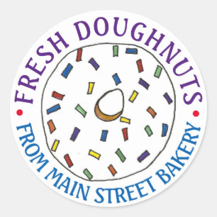 Homemade Fresh Donuts Doughnuts, gebrand op bakker Ronde Sticker