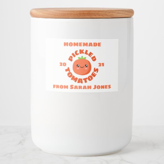 Homemade gebeitelde tomaten voedselcontainer etiket (Voorkant)