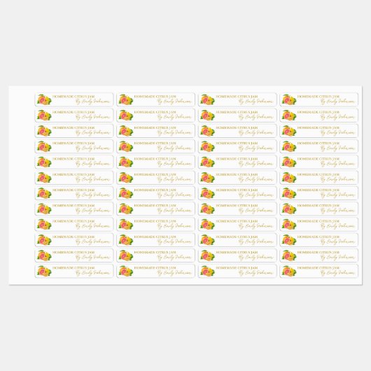 Homemade Gemengde Citrus Jam Dunne Verzegeling Lab Labels (Vel)