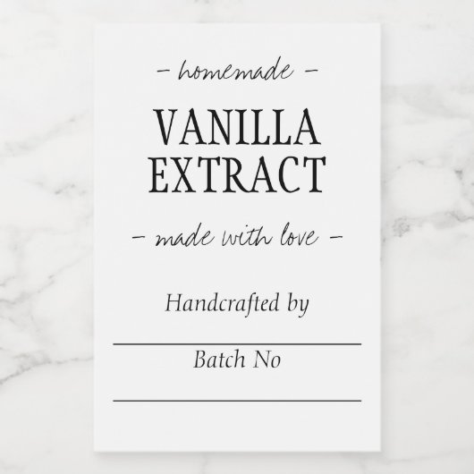 Homemade Handgemaakt Vanilla Extract flespot Voedselcontainer Etiket (Enkel label)