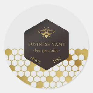 Homemade Honey Bee Honeycomb Productlabel Ronde Sticker
