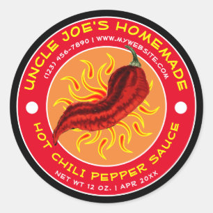  Homemade Hot Chili Pepper Sauce Ronde Sticker
