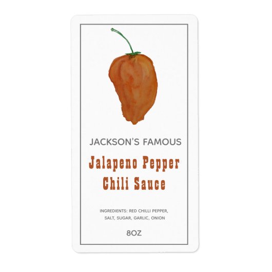 Homemade Hot Sauce Jalapen Pepper Chili Sauce Etiket (Voorkant)