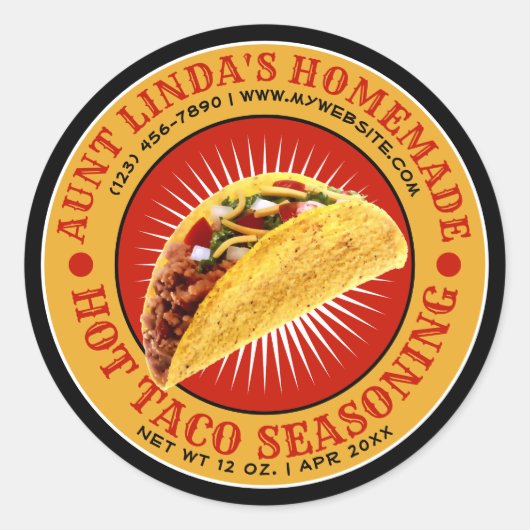 Homemade Hot Taco Seasoning Label Sjabloon (Voorkant)