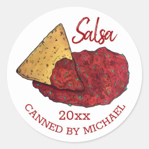 Homemade Hot Tomato Salsa Home Canning, ingeblikt  Ronde Sticker