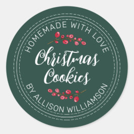 Homemade Kerst Cranberry Cookies Donkergroen Ronde Sticker