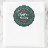 Homemade Kerst Cranberry Cookies Donkergroen Ronde Sticker (Tas)
