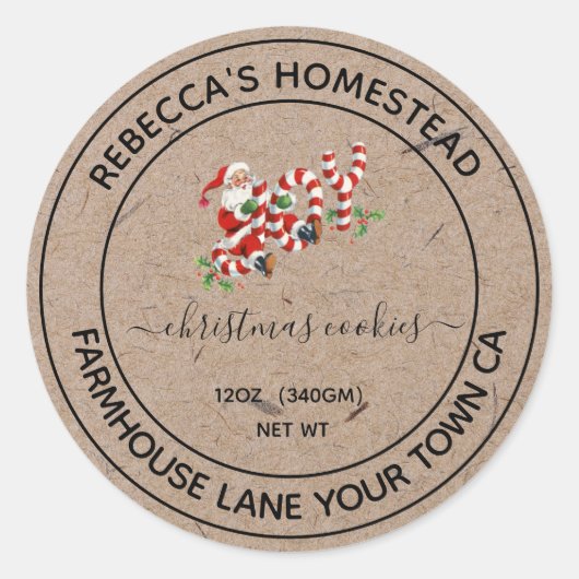Homemade kerstkoekjes kerstlabels ronde sticker (Voorkant)