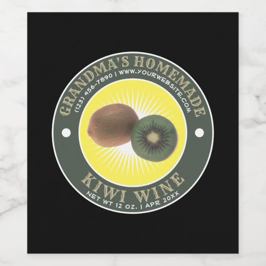 Homemade Kiwi Sjabloon waslabel Wijn Etiket (Enkel label)