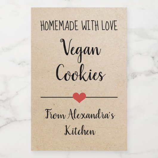 Homemade kraft koekjes voedselcontainer etiket (Enkel label)