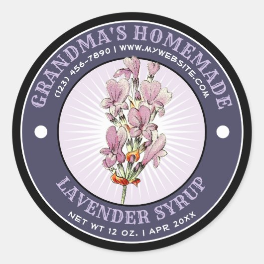 Homemade Lavender Syrup Label Sjabloon (Voorkant)