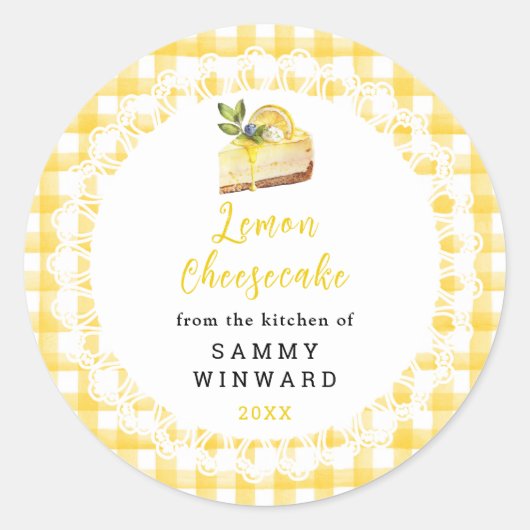 Homemade Lemon Cheesecake Eetlabel Ronde Sticker (Voorkant)