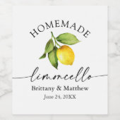 Homemade Limoncello Calligrafie Waterverf Lemon Wijn Etiket (Enkel label)