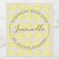 Homemade Limoncello Etiket op flesje Antiek Wit