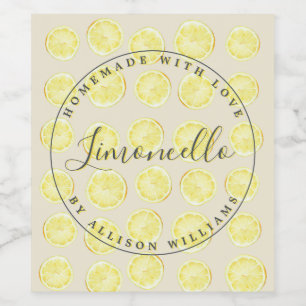 Homemade Limoncello Etiket op flesje Antiek Wit