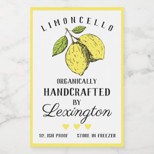 Homemade Limoncello Liqueur Small Flacon Label Voedselcontainer Etiket