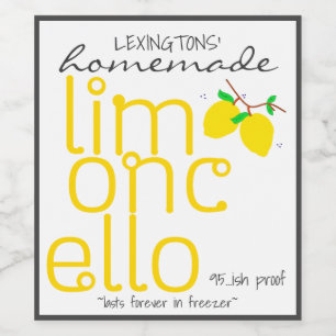 Homemade Limoncello Persoonlijk flesetiket Wijn Etiket