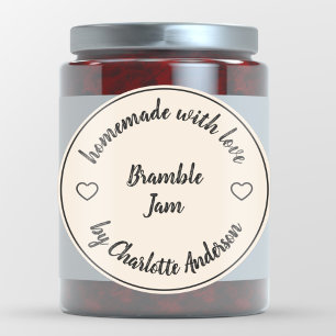 Homemade Made with Love Hart Jam Cream Ivory Ronde Sticker