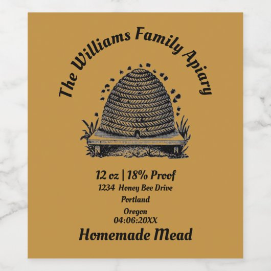 Homemade Mead | Honingwijn | bijenkast Wijn Etiket (Enkel label)