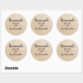 Homemade met het liefdeskraftscript gepersonalisee ronde sticker (Vel)