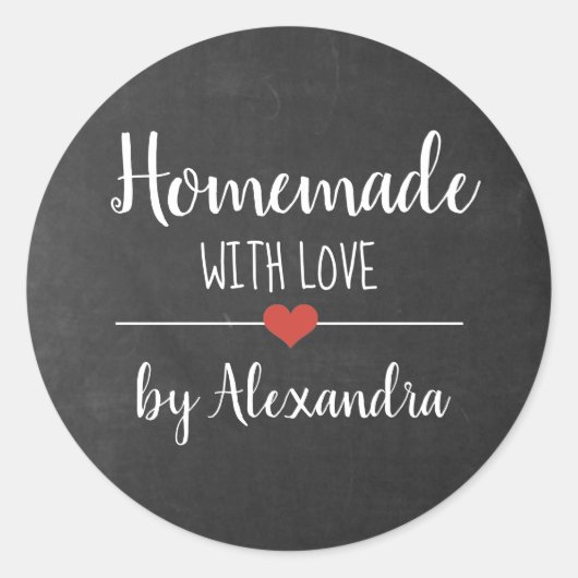Homemade met het manuscript van het liefdesbord aa ronde sticker (Voorkant)