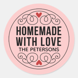 Homemade met liefde Blush Pink Classic Round Stick Ronde Sticker