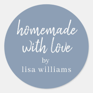 Homemade met liefde Gepersonaliseerde  blauwe cade Ronde Sticker