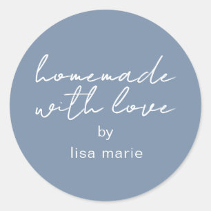 Homemade met liefde Gepersonaliseerde  blauwe cade Ronde Sticker