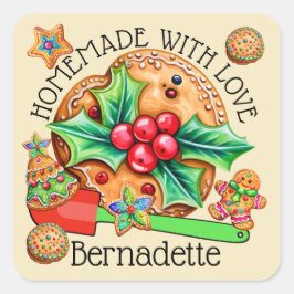 Homemade met liefde vierkante sticker