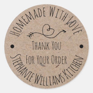 Homemade met Love   Bedankt voor uw bestelling Ronde Sticker