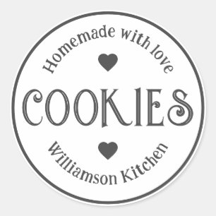 Homemade met Love Cookies  hart Ronde Sticker