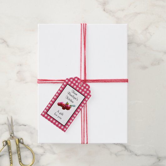 Homemade met Love Cranberry Chutney Red Gingham Cadeaulabel (Met Touw)