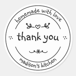 Homemade met Love Cute Black & White Hartelijk d Ronde Sticker