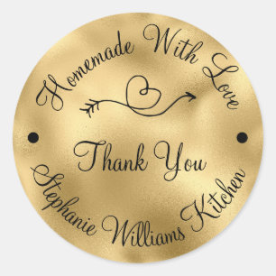 Homemade met Love   Faux Gold Hartelijk dank Ronde Sticker