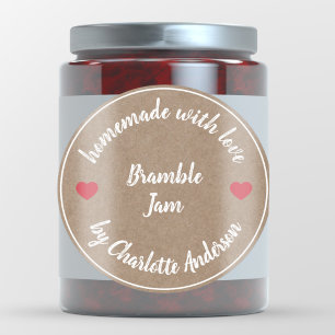 Homemade met Love Jam Canning Kraft Red Heart Ronde Sticker