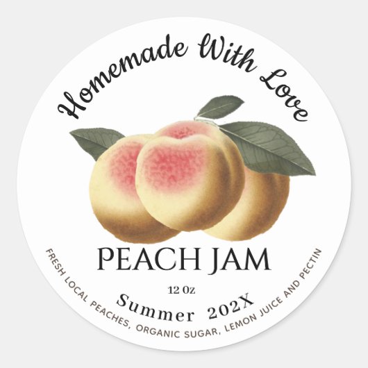 Homemade met Love Peach Jam Summer 202x Classic C Ronde Sticker (Voorkant)