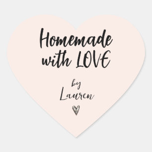 HOMEMADE met LOVE roze & Black Heart Sticker