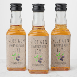 Homemade met Love Sloe Gin Kraft Paper Likeurfles Etiket