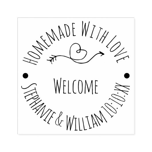 Homemade met Love Welcome | Weddenschap Rubberstempel (Afrduk)