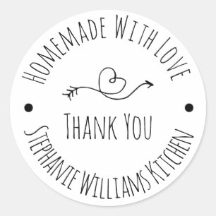 Homemade met Love Zwart-wit bedankt Ronde Sticker